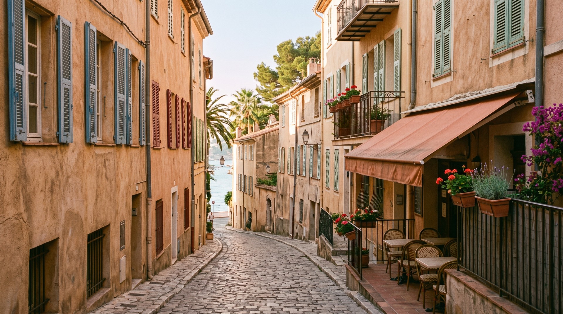 Old-town street on the Côte d'Azur